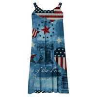 Žene 4. jula Sundress, ljetne haljine za ženska američka zastava Print Patriotska haljina Flowy bez
