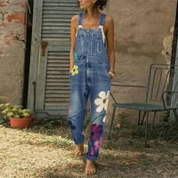 Ženski ljetni modni kvadratni džepovi bez rukava dugačak fit čvrsta boja svijetlo plava 5xl kombinezon