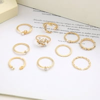 Zlatni retro zvijezda Moon prstenovi set listovni ljubavni prsten za žene djevojke vintage boho prstenje
