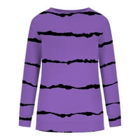 Dyegold dukseri za žene Jesen modni casual posadni vrat dugih rukava pulover vrhovi trak-print plus