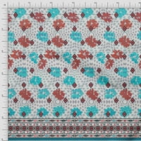 Onuone viskoza šifon tirkizna plava tkanina Geometrijska i umjetnička cvjetna ploča tkanina za šivanje tiskane ploče za obrtnog dvorišta širom dvorišta