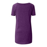 Ženski bluze i vrhovi Dressy ženski ljetni čvrsti V izrez Loose kratkih rukava majica Bluza Ženske bluze i vrhove Dressy, Purple, 3xL