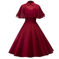 Gotyou haljine Ženske čvrste boje čipke duge suknje ogrtač za stalak ovratnik kratki rukav haljina za