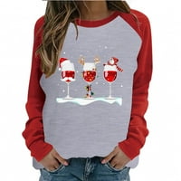 Božićne duksere žene božićna košulja Xmas grafički odmor iz pulover proljeća patchwork božić s dugim