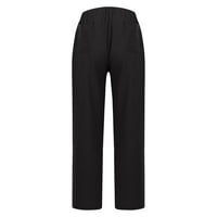 Žene casual pantalone Elastična struka baggy duge plus veličine Solid Bool pantalone crna 2xl