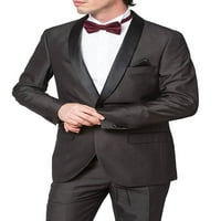 Muški 9-Slim Fit One Dugme Saten Shawl ovratnik Tuxedo odijelo - ugljen - Regular