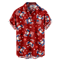 Havajska majica 4. jula Ispiši gumb Down majica kratkih rukava Patriotske majice za muškarce