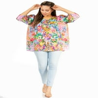 Sakkas Ligia ženski rukav ležerna cvjetna košulja za blube tunike Okrugli vrat - 550-multi - L XL
