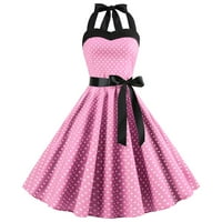 Swing haljine za ženske 1950-ih Vintage Party haljina polka dot halter bowknot a-line vjenčanje matural