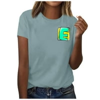 Cleariance Ležerne majice za žene, kratki rukav vrhovi ljetni okrugli vrat Modni slovo uzorak ispisano