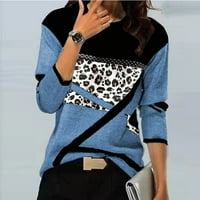Ženske vrhove Dressy Casual okruglih vrata s dugim rukavima Leopard Print casual bluze tunika vrhovi