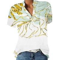 Ženski ljetni vrhovi Cvjetni V-izrez kratki rukav labav bluza bijela 2xl