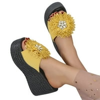 Otvorene rimske cipele Sandale Modna plaža Klinovi čvor Ženski papuče ženske klinove, žuti