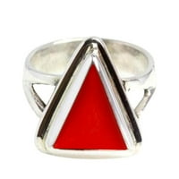 Divya Shakti 11.25-11. Carat Troangle Red Coral Red Moonga Gemstone Silver Ring za muškarce i žene