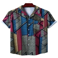 Prednji protok Muškarci vrhovi Ljetne košulje za bluzu na plaži Havajski majica kratki rukav Tee Style-F