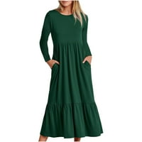 Ženska casual labava maxi haljina kratka rukava plaža Swing Haljina zelene veličine s