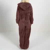 Clearsance Women's Winter Warm Sherpa Romper Fuzzy Fleece Onesie pidžama Jedan sa kapuljačom sa zatvaračem