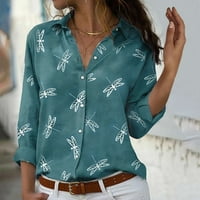 QOLATI ženske majice ruhove Ležerne prilike za ljeto dolje V izrez Henleys bluza Modni ispis labavi