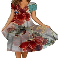 Justvh žene Vintage Retro klizač haljina MIDI suknje za plažu cvjetna haljina za a-line