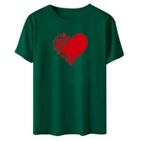 Majica za Valentinovo za žene posade vrat kratkih rukava labav fit trendi simpatični ljubavni srčani