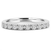 Veličanstvo Diamonds MD210341- 0. CTW Okrugli dijamantski poluvremeni ventilatni prsten za vjenčanje u 14k bijelo zlato - veličine 3