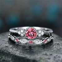 Pgeraug pokloni za žene modni dijamantni prsten par nakit set veličine 5- prsten ružičasta