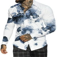 GLONME 3D digitalni tiskani vrhovi za muškarce Casual Party bluza Slim Fit gumb dolje Tunička košulja