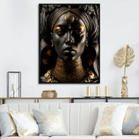 Art DesimanArt Porculan portret crne i zlatne afričke boginje II Afroamerička žena uokvirena platna
