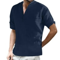 Muška povremena čvrsta vrhunska košulja za bluze za ovratnik za bluzu za oblikovanje rukava s dugim