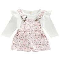 Brilliantme Toddler Baby Girl Ljeto Ukupno odijelo ruffle rukave majica Cvjetni suspender Storys Set