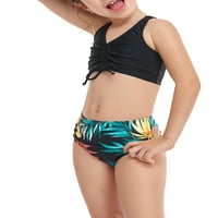 Mialeoley kćer Majka Porodična kupaći kostimi, čvrsti boju bez rukava bez rukava V-izrez + lišće sa