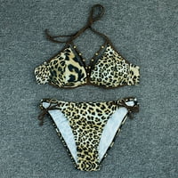 Žene Ljeto seksi bikini set Leopard Ispis Dvodijelni print Side String Thong Beach odjeća 1FA2