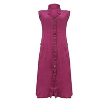 Žene V izrez Casual Jedno dugme Pocket Džepna dizajna višeje boja haljina