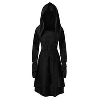 PBNBP Nightgown za žene Vintage Retro Halloween dugih rukava s kapuljačom s dugim rukavima, renesansa