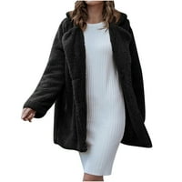 Ženske zimske kapute debele tople udobne šerpe fleece srednje duljine kaputa za ovratnik džemper Cardigan