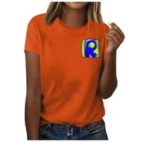 Ženski rad Vrhovi stabilne odjeće Ženska ljetna casual labav ispis majica okrugli vrat Pulover kratkih rukava narančasta s