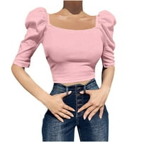 Lady T-majice O-izrez Čvrsta čipka Ljetne bijele žene bluze ispod $ caljevina ružičasta 10