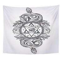 Vintage masonski simbol Svi viđenje očiju zvijezda Laurel vijenac i zmije zmije Zidne umjetnosti viseći