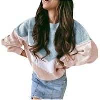 Ženski džemper sa dugim rukavima na dugih rukava za preveliki modni blokiranje boje pulover casual rebra