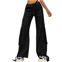 Široke noge teretni pantalone za žene sa niskim usponskim pantalonama s više džepova moda Y2K Streetwear