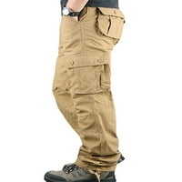 Muškarci Glookwis sa džepovima Hlače Retro dno Regularne fit vintage teretne hlače gumbi pune boje taktičke
