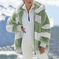 Plus sizene jakne lagane drešene, žene zimska topla labava plišana jakna s kapuljačom s kapuljačom dugih