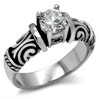Žene visoko polirani prsten od nehrđajućeg čelika sa AAA razredom CZ-a jasno - veličine 7