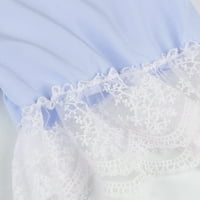 Ženske mini haljine Ljetne ruffles Crochet čipka zakrpa zakrpa detaljna haljina s kratkim rukavima Tunic