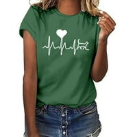 Ljetne košulje za žene Regularna moć odjeću za djevojke Kratki rukav Tees Comfy casual bluze EKG grafički