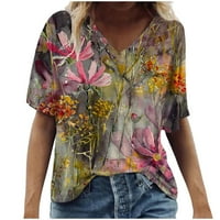 Alueeu ženske najveće košulje Ženska modna casual plus veličina Scenic Cvijeće Ispis majica okruglih