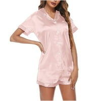 Pajama setovi za ženska satenska košulja za spavanje s kratkim rukavima i kratke hlače Padžama Set Silky
