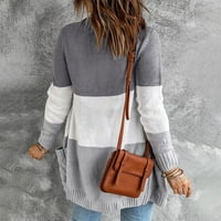 Riforla ženski jesenski dugi jedno-džemperski kaput boja blok džep dizajn pletenim kardiganskim kardiganima