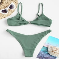 Ženski kupaći kostimi zastojni teksturirani kućni kostimi Bikini svijetlo zelene s