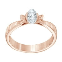 Bijeli prirodni dijamantski prsten za solitaire u 10k ružičastog zlata